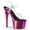 Clr/H. Pink Chrome, variant on 7" Heel, 2 3/4" PF Ankle Strap Sandal w/ Chrome Plated Botto - Clr/Red Chrome, 11