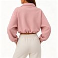 thumbnail image 6 of Womens Cropped Sweatshirt, Quarter Zip Pullover with Stand Collar, Drawstring Hem, Oversized Long Sleeve Tops for Fall Winter L, 6 of 7