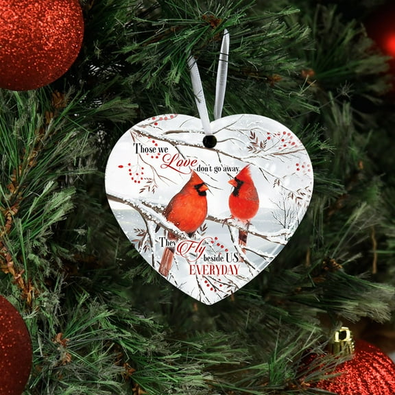 Christmas Ornaments, Those We Love Don't Go Away Ceramic Ornaments, Christmas Tree Decorations - Heart, 5 Pcs