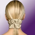 thumbnail image 4 of Velvet Scrunchies Jumbo Size Plush Big Ponytail Holders Thick Braided Locked Hair Big Made in the USA Beige, 4 of 7
