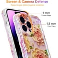thumbnail image 4 of Case for iPhone 13 Pro Max, Colorful Retro Oil Painting Print Peony Flower Leaf Laser Glossy Cute Curly Waves Edge Exquisite Phone Cover Stylish Durable TPU Protective Case for Women - Pink#4, 4 of 18