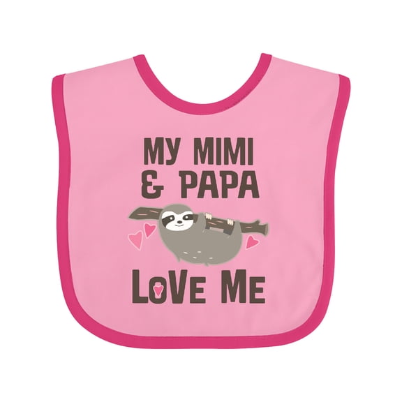Inktastic My Mimi and Papa Love Me Sloth Girls Baby Bib