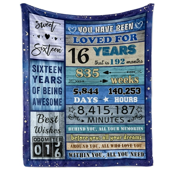 LHSHID 16th Birthday Gifts for Girls Boys Sweet Sixteen 16 Gift Ideas Fleece Blanket Gifts for 16 Year Old Girl 50x60in