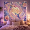 thumbnail image 2 of Floral Garden Hummingbirds with Flight Diagonally Each Other, Mystical Fantasy for Space Lovers, Galaxy Room Decor, Valentine'S Day Gift, Tapestry Wall Hanging for Bedroom and Dorm, 2 of 7