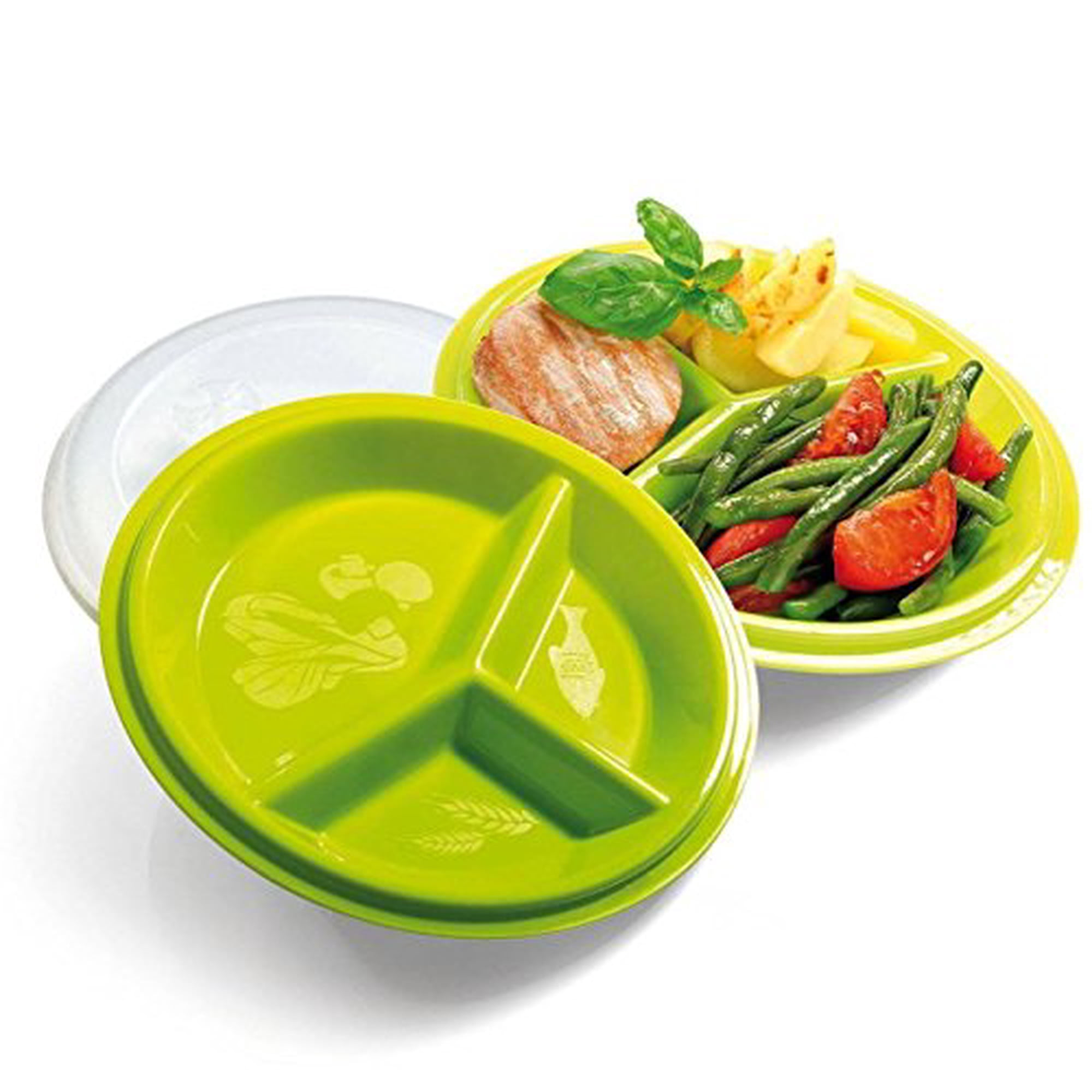 Healthy Portion Control Plates – 3-Section BPA-Free Plates with Lids for Weight Loss,Dieting,and Healthy Living – Microwave & Dishwasher Safe (Set of 2)