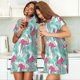 thumbnail image 4 of Fotbe Flamingo Bata de Dormir para Mujer con Estampado, Camisón de Algodón de Manga Corta, Ropa de Dormir Casual, 4 of 6