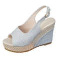 thumbnail image 6 of Pandaie Womens Espadrille Dressy Wedge Sandals Open Toe Platform Slingback Slip on Sandal Comfortable High Heels Pumps Shoes 3.91 Inch Silver 7.5, 6 of 7