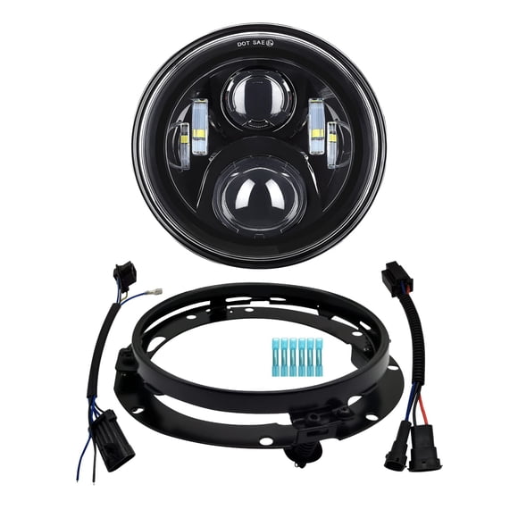 AlyoNed Kit de lámpara LED para faros delanteros de motocicleta de 7 pulgadas con soporte de montaje compatible con Harley Davidson Fatboy Street Glide Heritage Softail Road King Switchback Electra Gl