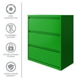 thumbnail image 5 of Hirsh 36 Inch Wide 3 Drawer Metal Lateral File Cabinet for Home and Office, Holds Letter, Legal and A4 Hanging Folders, Screamin' Green, 5 of 15