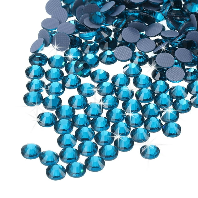 Uxcell 2880 Pcs Hotfix Strass à Dos Plat Cristal Gemmes en Verre SS10 2,9 mm Bleu Vif