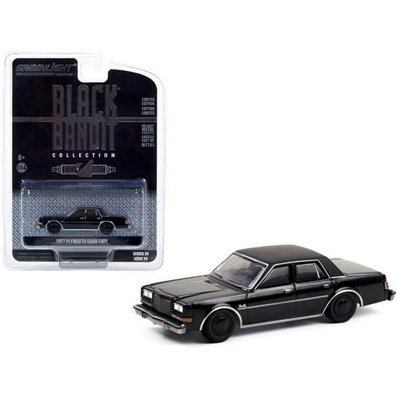 1987 Plymouth Gran Fury, Black - Greenlight 28050C/48 - 1/64 scale Diecast Model Toy Car