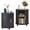 Black set of 2, variant on YOCWO Round End Table with Charging Station, Vertical Strip Side Tables with Sliding Door Storage for Living Room, Natural