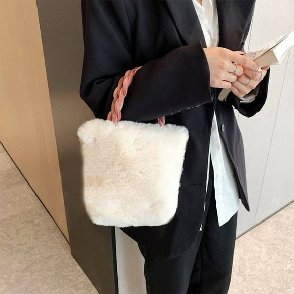 Bolso de hombro para mujer | Bolso casual tipo tote y bandolera | Poliéster blanco | Correa ajustable | Capacidad para teléfono, cartera, llaves | Ligero 190 g | 26x18x10 cm | Bolso mensajero