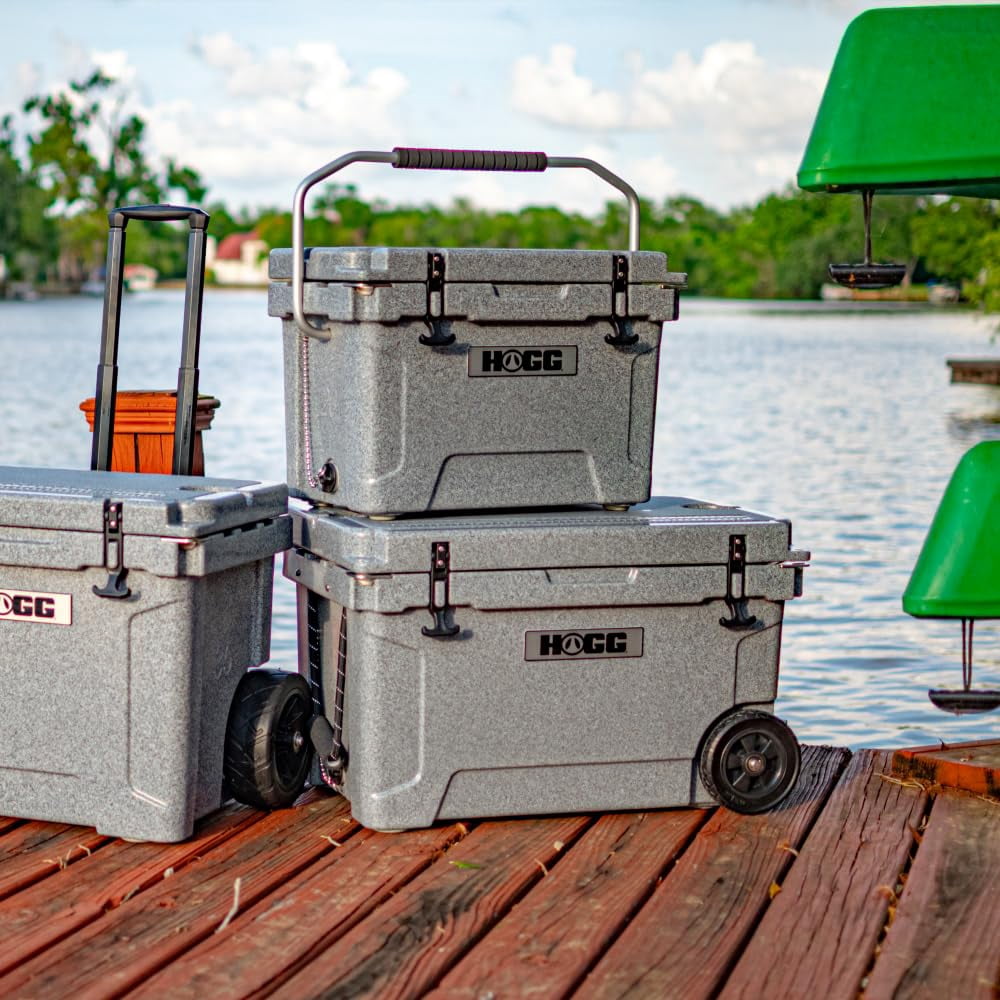 Hogg (Desert Flower) 110 QT Insulated Cooler with Wheels and Handles, Rolling Ice Chest with Wheels, Rotomolded Wheeled Coolers for Camping, Drinks, Outdoors