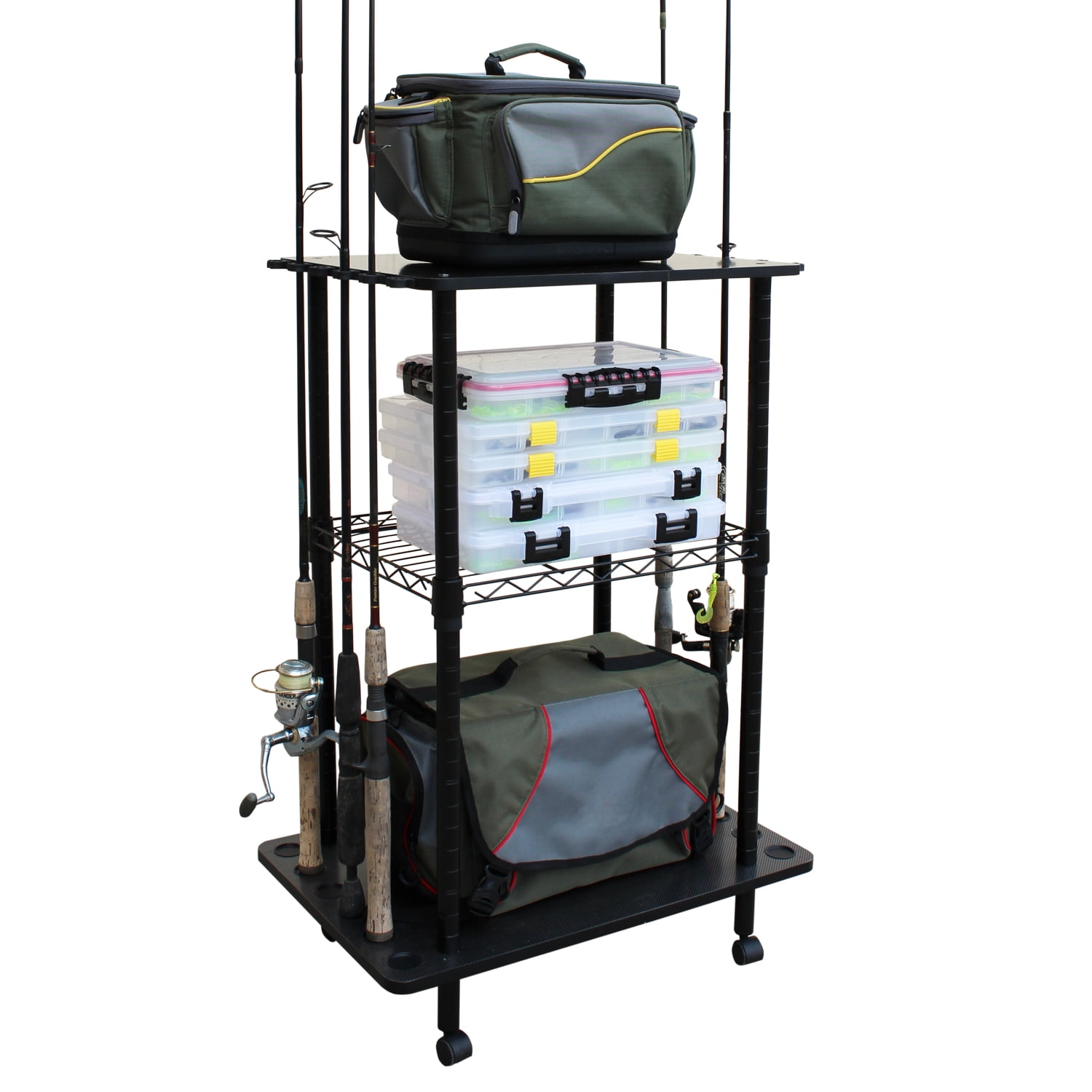 Rush Creek Creations Rolling 12 Fishing Rod/Pole Rolling Tackle Cart