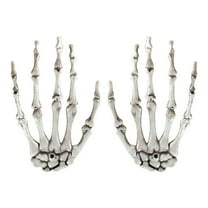 Coollooc 2pcs Halloween Skeleton Hands, 5.9x3.5 Inch Plastic Hand Skeleton Model Halloween Skull Hand Bone Decoration Terror Scary Props for April Fools' Day Halloween Easter Themed Party