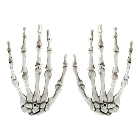 Coollooc 2pcs Halloween Skeleton Hands, 5.9x3.5 Inch Plastic Hand Skeleton Model Halloween Skull Hand Bone Decoration Terror Scary Props for April Fools' Day Halloween Easter Themed Party