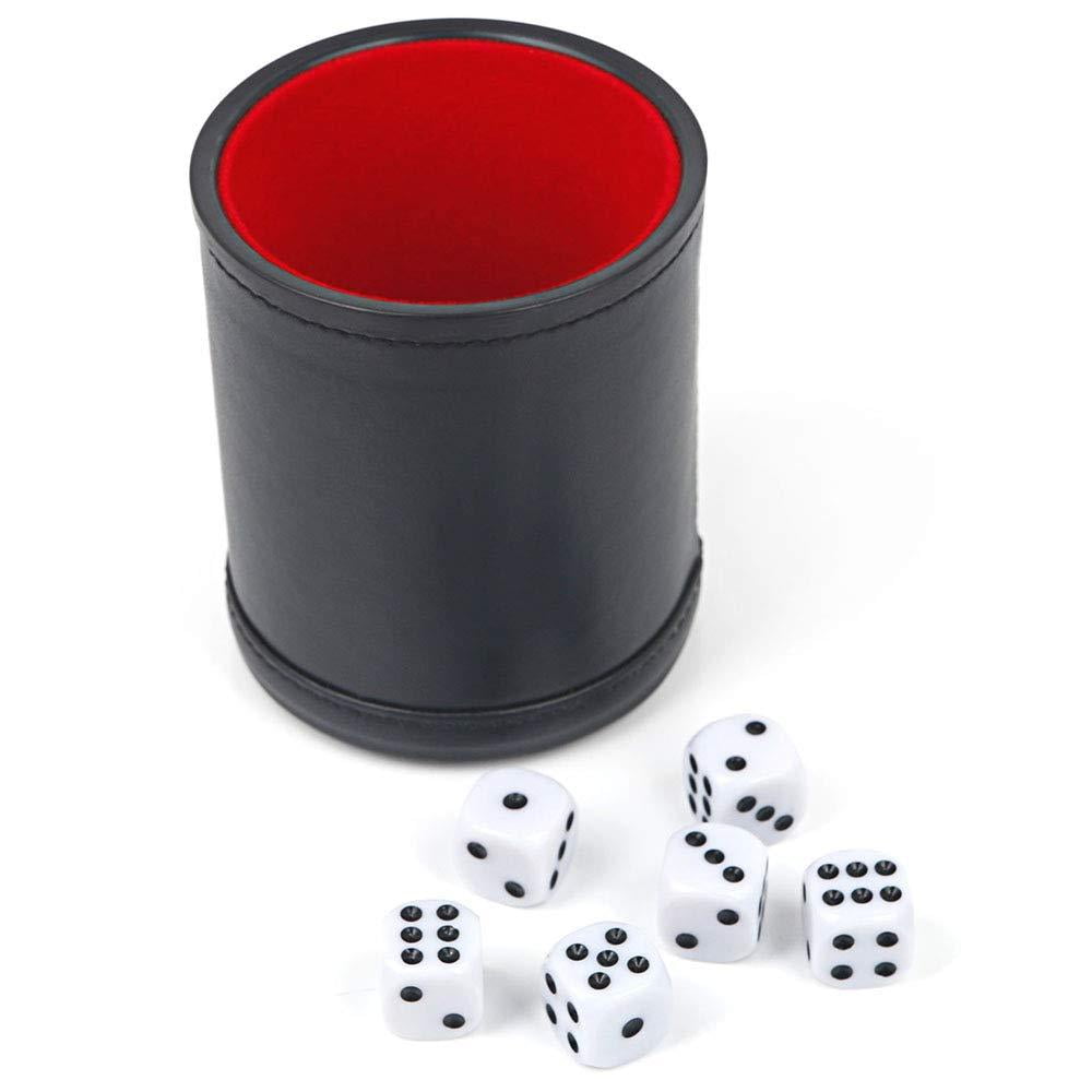 Felt Lined Professional Dice Cup with 6 Dice Quiet for Yahtzee Game