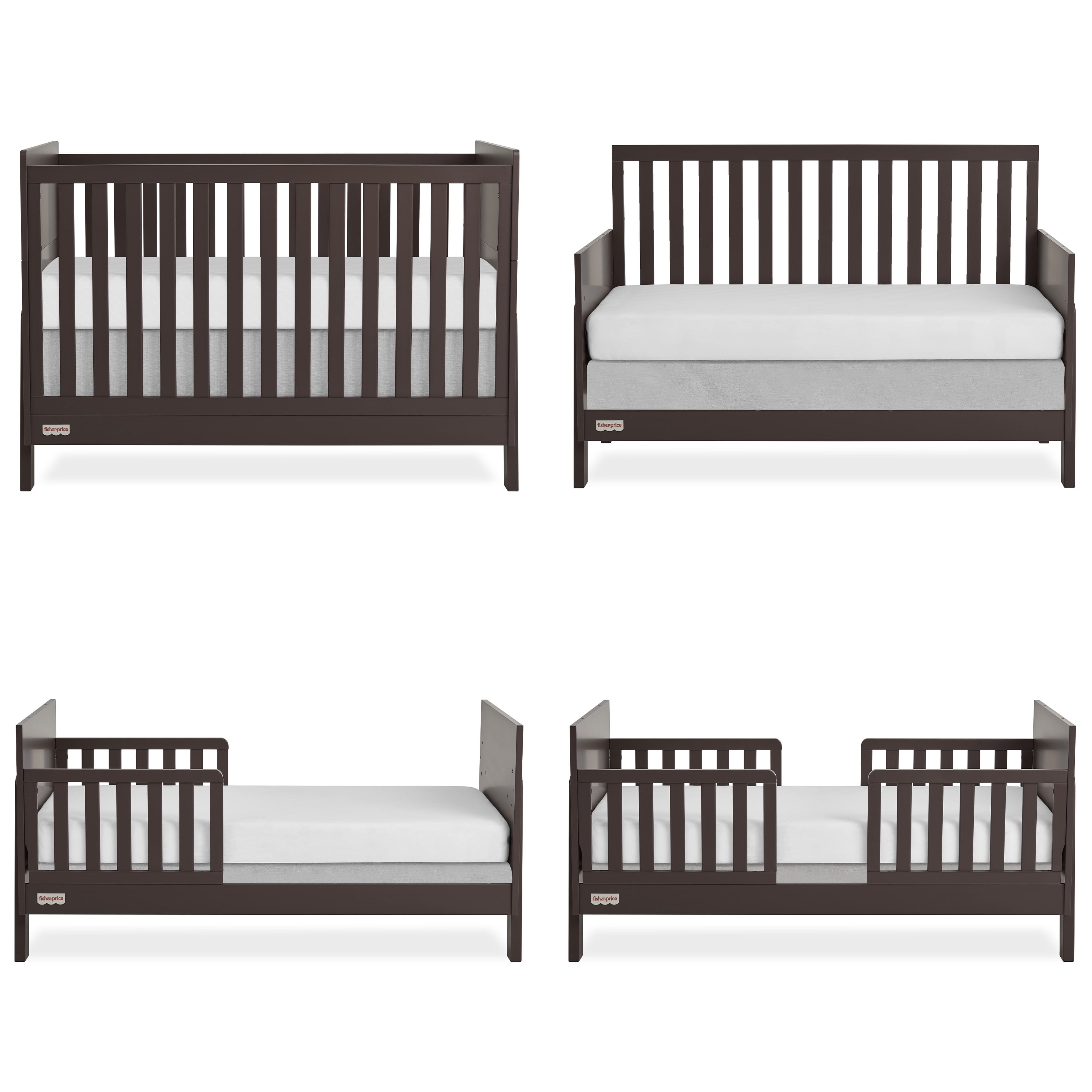 Fisher Price Iris 4  in 1 Convertible Crib by Dream On Me, Chocolate Chip