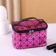 thumbnail image 4 of Fashion Handbag Travel Wash Bag Large Capacity Stripe Lattice Laser Toiletry Bag Zipper Makeup Bag Women Cosmetic Bag Korean Storage Bag LIGHT BLUE, 4 of 8