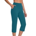 thumbnail image 3 of Zedker 15"/ 18"/ 21"/ 25" Capri Pants for Women High Waist with Pockets Women's Capris Workout Yoga Pants Loose Straight Leg Pants Blue Size S-XXL, 3 of 9