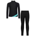 thumbnail image 4 of Aislor Girls Figure Skating Jacket Ice Ballet Dance Long Sleeve Jackets with Leggings for Competition Light Blue 5-6, 4 of 7