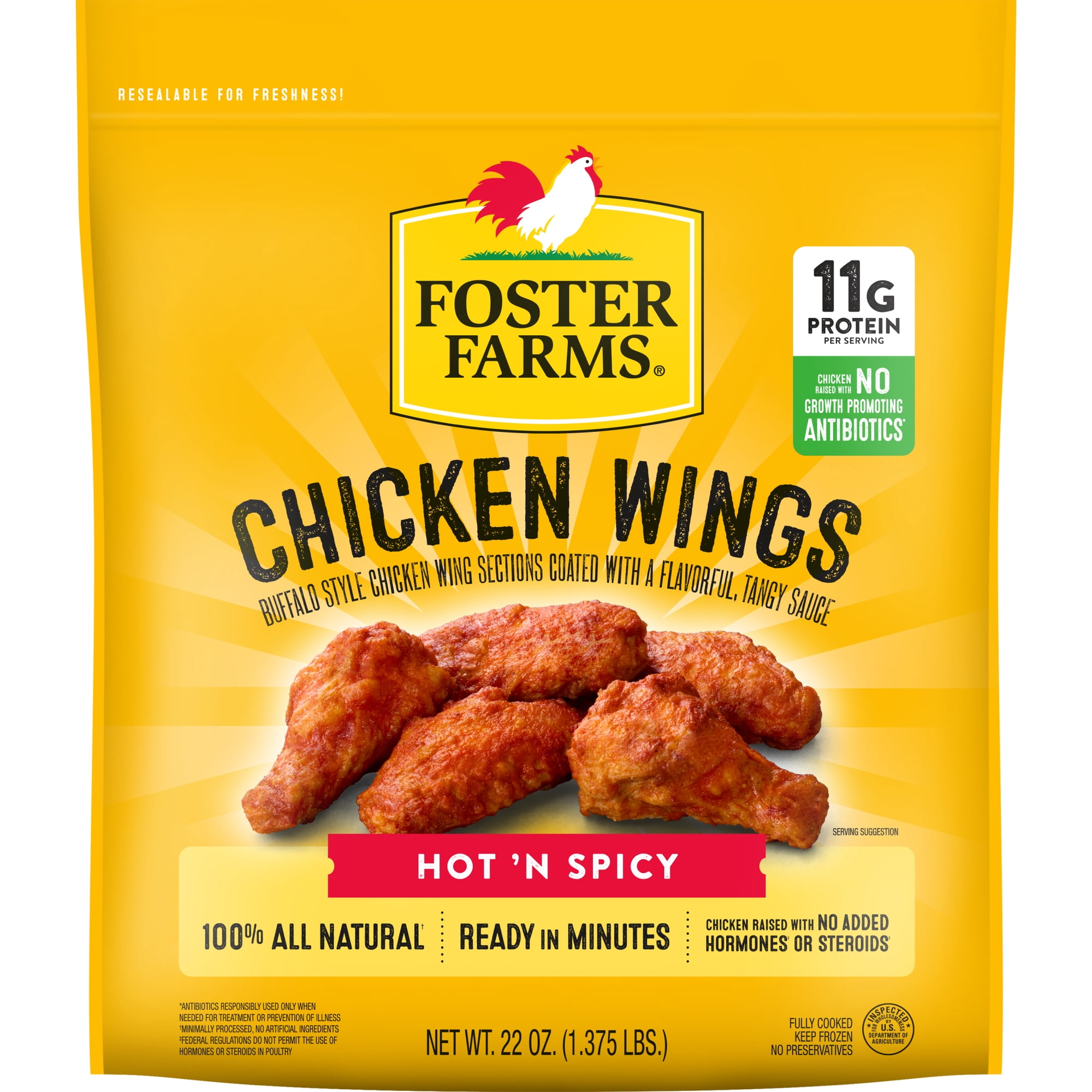 Foster Farms Hot 'N Spicy Chicken Wings, 22 oz (Frozen)