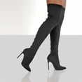 thumbnail image 4 of Tejiojio Clearance Autumn And Winter New Heel Over The Knee Boots Flying Woven Stretch Wool Sleeve Fish Mouth Women's Boots, 4 of 4