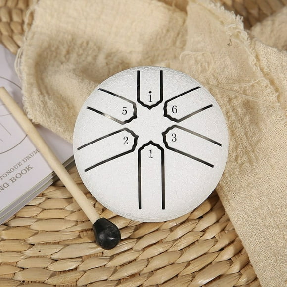 Qaailabf Buddha Stones Mini Steel Tongue Drum 3 Inch Handpan with 6 Tones in A Scale - Pocket Size Percussion Instrument for Sound Healing Therapy, Stress Relief, Yoga, Meditation - Complete Kit