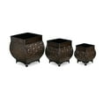 thumbnail image 3 of Cheungs Set of 3 metal planter with square top and curved fleur de lis patterned body, 3 of 5