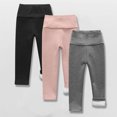 thumbnail image 2 of MKOSPLRT 3 Pack Toddler Girl Fleece Lined Leggings Size 2-9 Years High Waist Stretch Leggings Solid Slim Fit Warm Leggings Comfy Sleeppants, 2 of 4