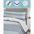 thumbnail image 4 of Quilts Full Size, Boho Blue Aqua Soft Comforter Bedding Set for Bed, Geometric Stripes Tribal Bohemia Retro Lightweight Quilted Bedspread with Pillow Cover(2 Pieces) for All Season, 78x90 Inch, 4 of 6