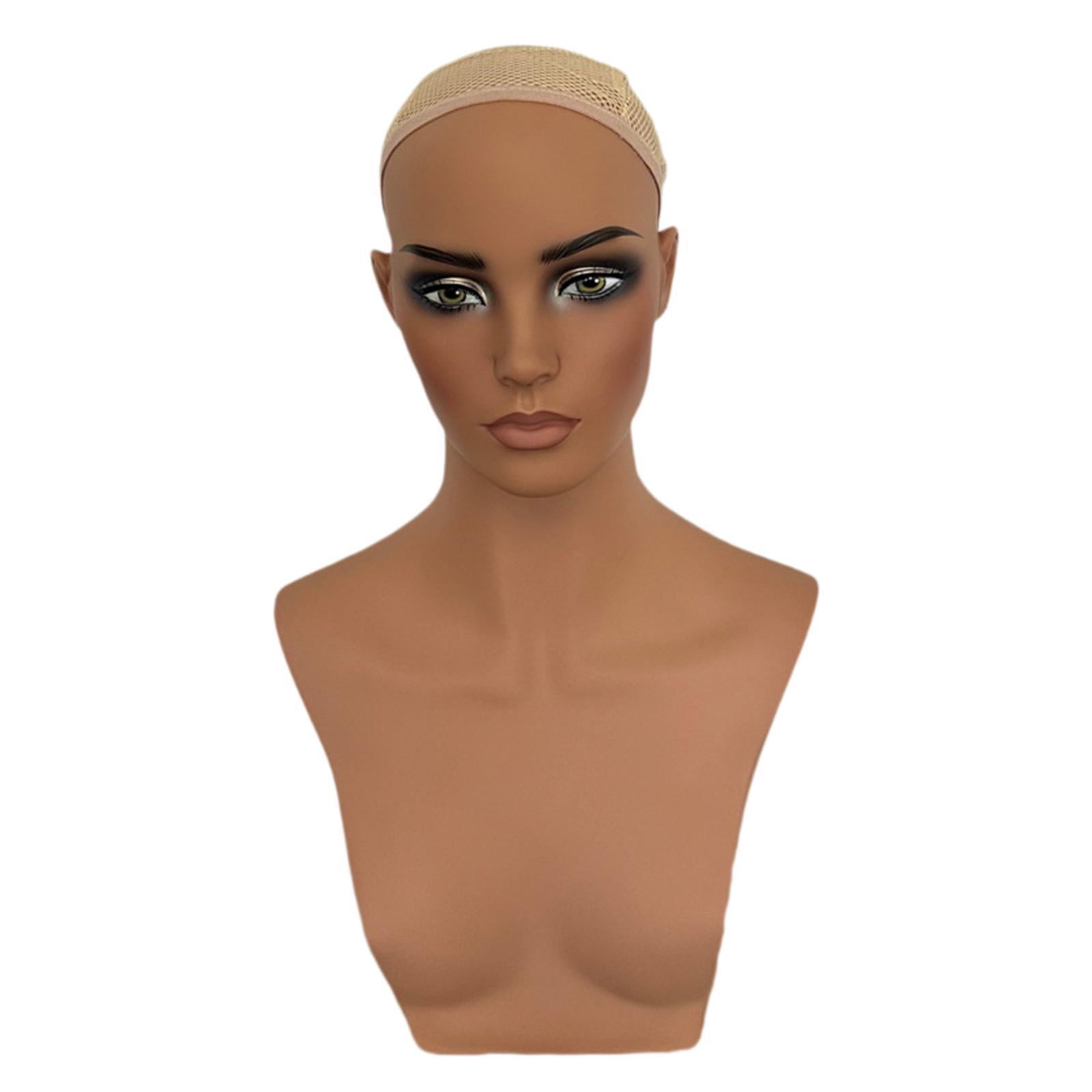Gazechimp Mannequin Head Head Circumference 53cm Holder for Earrings Hat Jewellery with Shoulder