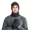 thumbnail image 3 of SPRING PARK 1 Set Winter Warm Knit Beanie Hat Scarf Touchscreen Gloves Set for Men Women Beanie Gloves, 3 of 4