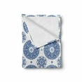 thumbnail image 2 of Vintage Soft Flannel Fleece Blanket, French Country Style Floral Circular Pattern Lace Ornamental Snowflake Design Print, Cozy Plush for Indoor and Outdoor Use, 70" x 90", Blue White, by Ambesonne, 2 of 6