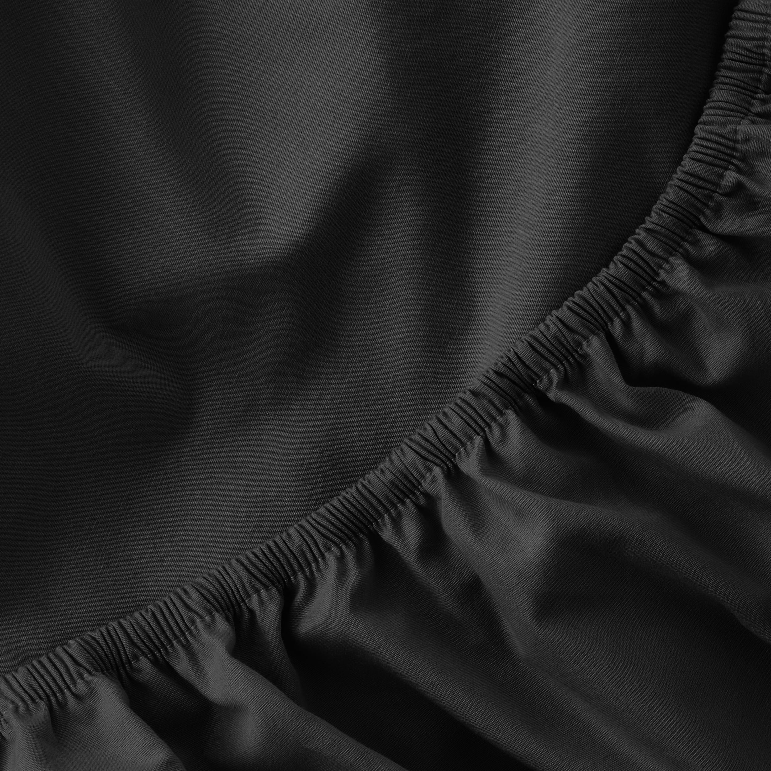Mainstays Easy Care 300 Thread Count Solid Rich-Black CVC Cotton Blend Fitted Sheet, King (Adult)