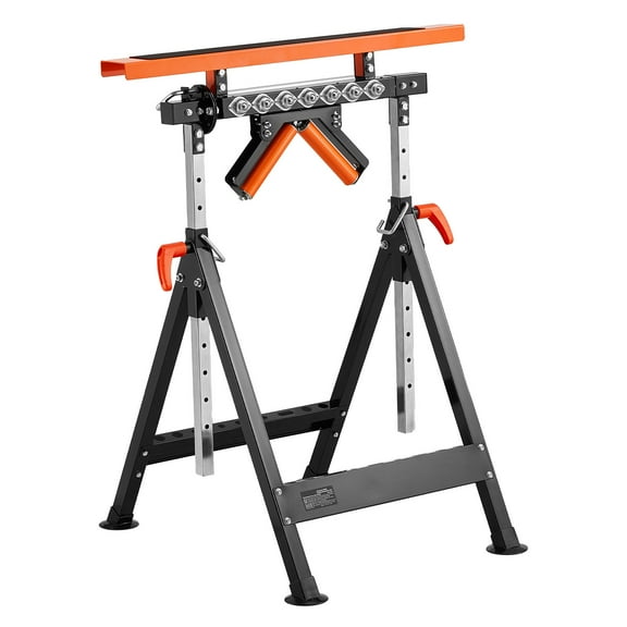KFFKFF Roller Stand, 440lbs Capacity, 33-50in Adjustable Height, Collapsible High-Endurance Design with Rack & Smooth Multi-Way Roller Head, Suitable for Table Saw Outfeed Woodworking