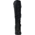 thumbnail image 3 of Top Moda Win-45 Women's Metallic Buckle Knee High Round Toe Studded Slouched Boots BLACK 7.5, 3 of 6