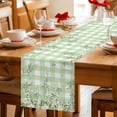 thumbnail image 5 of Watercolor Floral Table Runner - 36 Inch Long Spring Flowers Leaves Botanical Green Plaid Cotton and Linen Blended Dress Scarves Farmhouse Table Runner for Kitchen Dining, Coffee Table, 13" x 36", 5 of 8