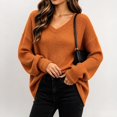 thumbnail image 5 of Bnwani Plus Size Blouses for Womens V Neck Waffle Knit Long Sleeve Top, Loose Casual Pullover Shirts for Fall Winter Daily Wear Orange 4XL, 5 of 9