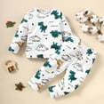 thumbnail image 3 of Mikrdoo Baby Boys Outfits Dinosaur Long Sleeve For Winter Tops Pants 2Pcs Clothes Set White 9-12 Months, 3 of 7