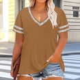 thumbnail image 2 of Auralook Oversized Tshirts for Women V Neck Short Sleeve Summer Color-Blocked Raglan Sleeves Casual Basic Loose Tops, 2 of 6