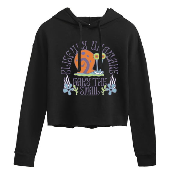 SpongeBob SquarePants - Gary Blissfully Unaware - Juniors Cropped Pullover Hoodie