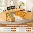 thumbnail image 4 of Fluted 70.9" L Shaped Computer Desk with 3 Drawers and Storage Cabinet, 4 of 7
