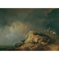 thumbnail image 3 of Johann Christian Brand 24x18 Black Modern Framed Museum Art Print Titled - Coastal Landscape with Hems (1771), 3 of 5