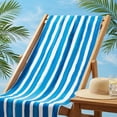 thumbnail image 6 of Unique Bargains Striped Lightweight Quick Dry Absorbent Beach Towel Blue 63" x 31", 6 of 7