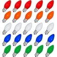 thumbnail image 2 of Couah Bombillas navideñas C7 Bombillas de repuesto multicolores (paquete de 25) Bombillas de repuesto para luces de cadena de cerámica C7 para exteriores, base de candelabro C7/E12, 5 vatios, 2 of 4