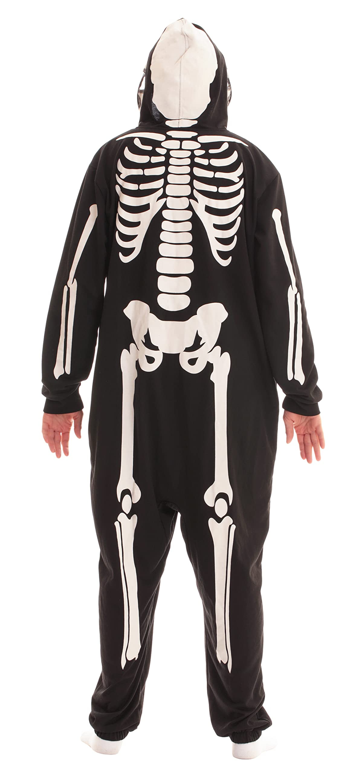 #FollowMe Skeleton Adult  Halloween / Onesie / Pajamas (Skeleton With Back Print, Small)
