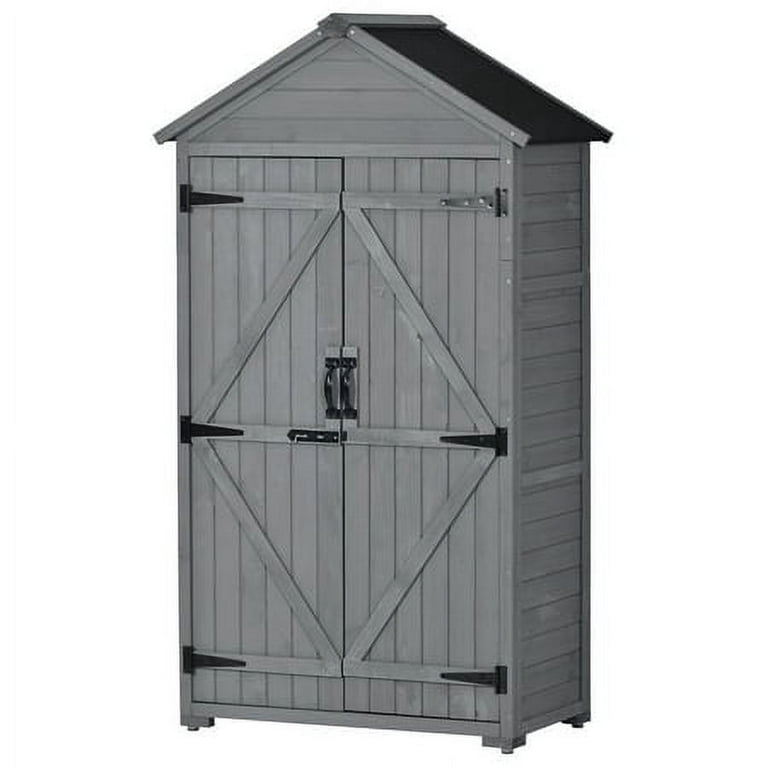 GAOMON Outdoor Wooden Storage Shed, Garden Wood Tool Cabinet, Solid Sheds & Outdoor Storage Clearance, Waterproof Sheds with Shelf and Locking Latch