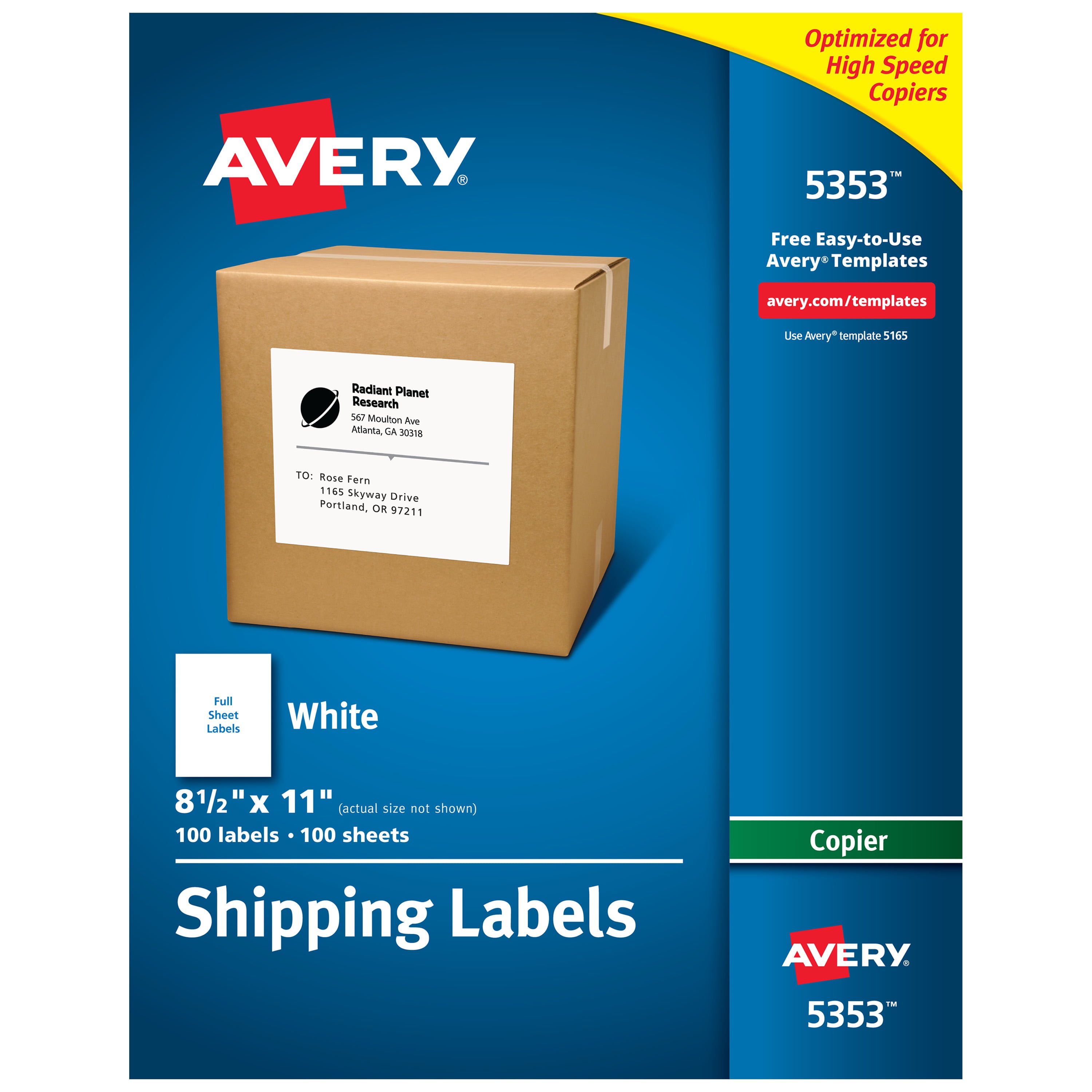 Avery Internet Shipping Labels, TrueBlock Technology, Permanent Adhesive,  5-1/2